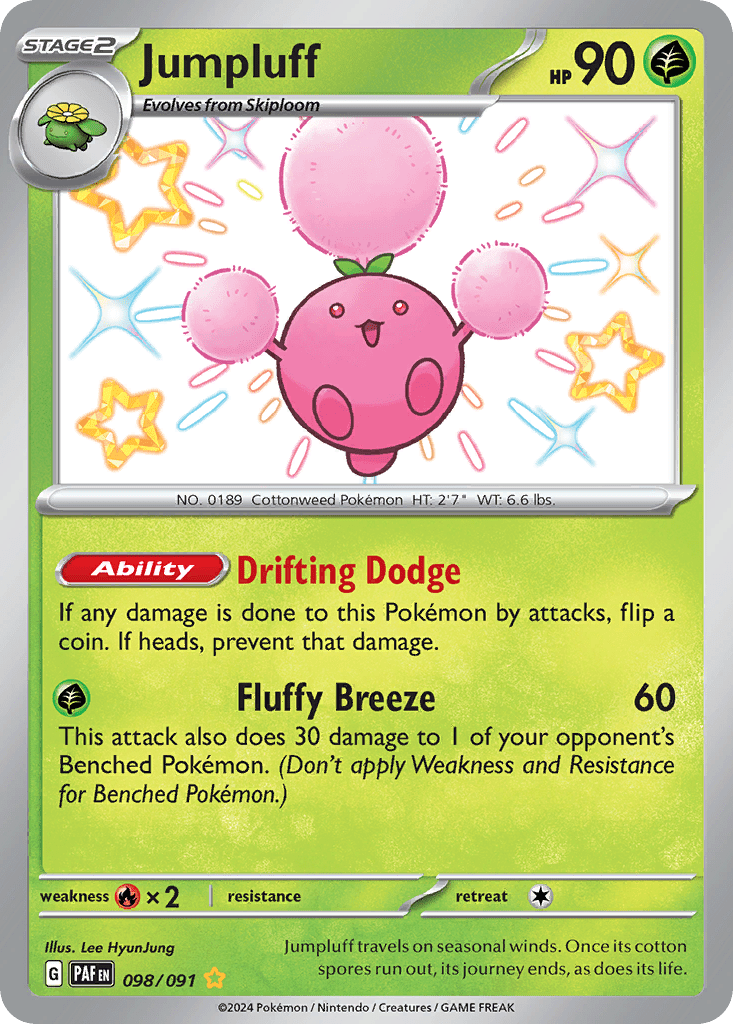 Jumpluff sv4pt5-98 Shiny Rare from Paldean Fates Set