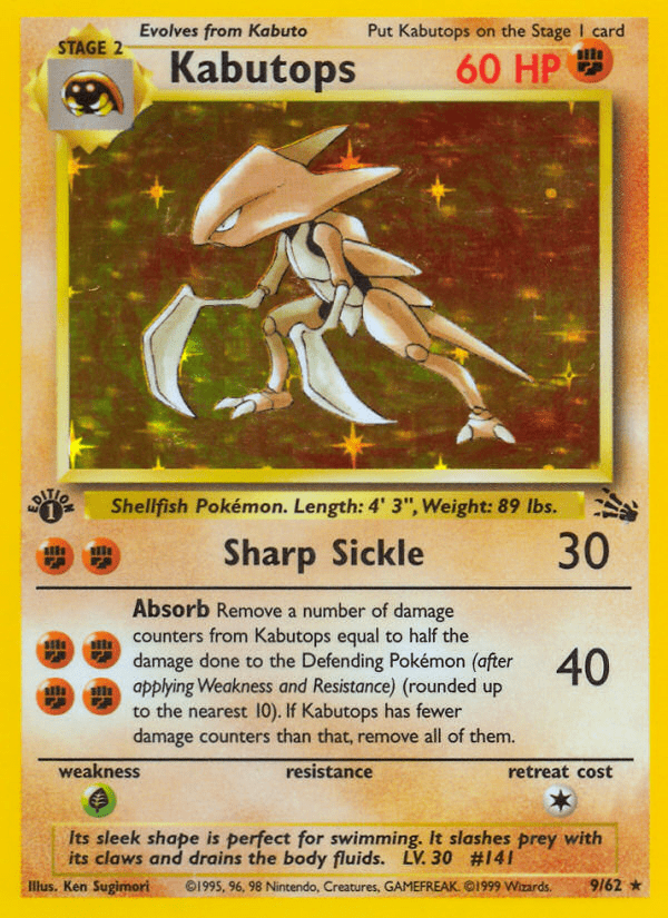 Kabutops base3-9 Rare Holo from Fossil Set