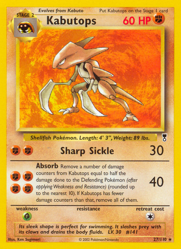 Kabutops base6-27 Rare from Legendary Collection Set