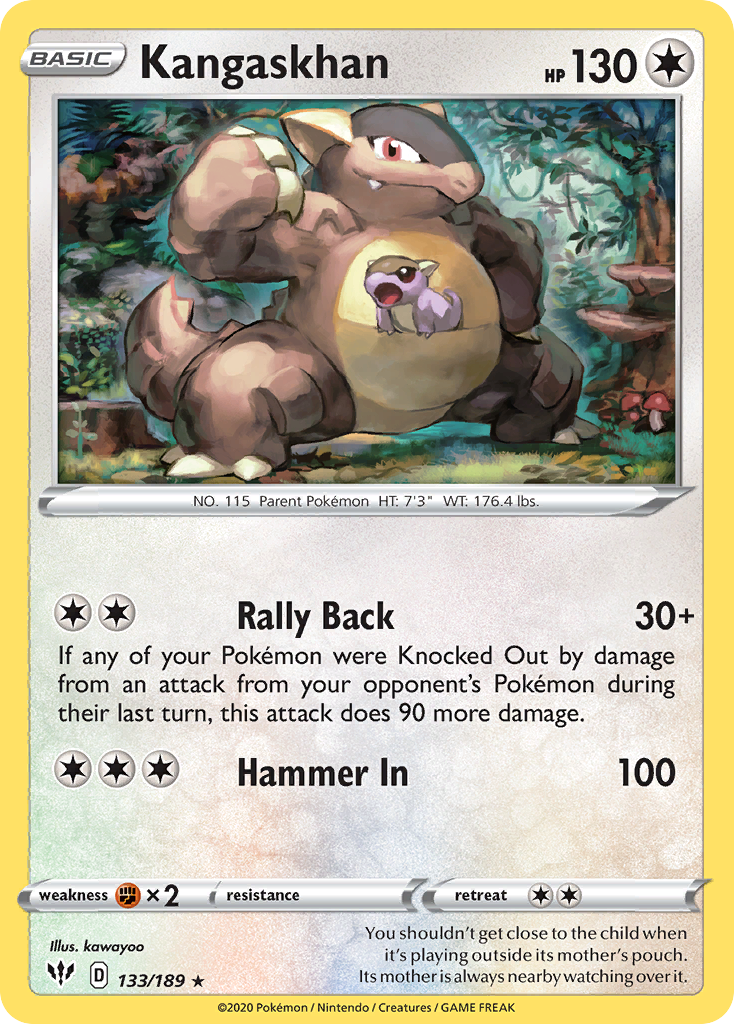 Kangaskhan swsh3-133 Rare Holo from Darkness Ablaze Set