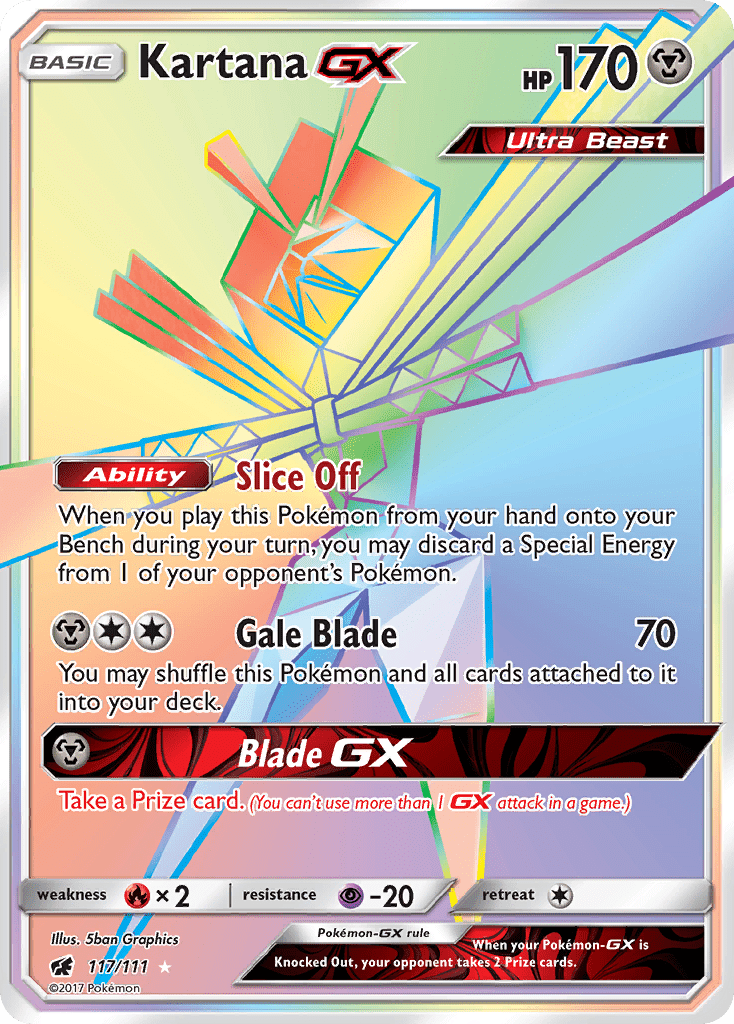 Kartana-GX sm4-117 Rare Rainbow from Crimson Invasion Set