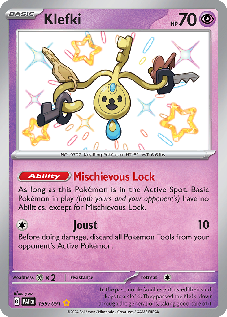 Klefki sv4pt5-159 Shiny Rare from Paldean Fates Set