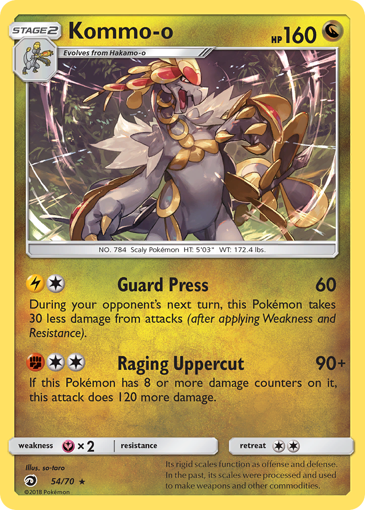 Kommo-o sm75-54 Rare Holo from Dragon Majesty Set