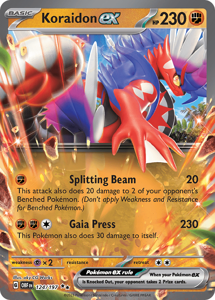 Koraidon ex sv3-124 Double Rare from Obsidian Flames Set