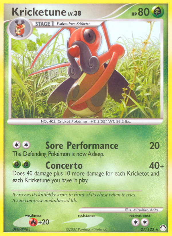 Kricketune dp2-27 Rare from Mysterious Treasures Set