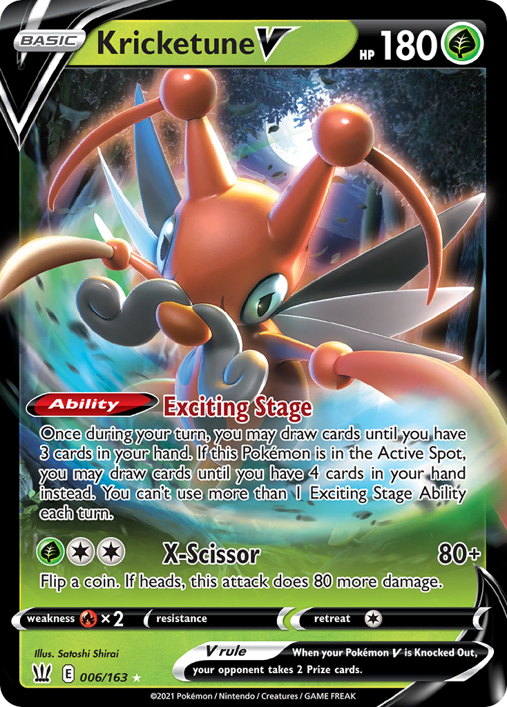 Kricketune V swsh5-6 Rare Holo V from Battle Styles Set
