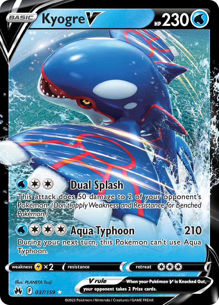 Kyogre V swsh12pt5-37 Rare Holo V from Crown Zenith Set