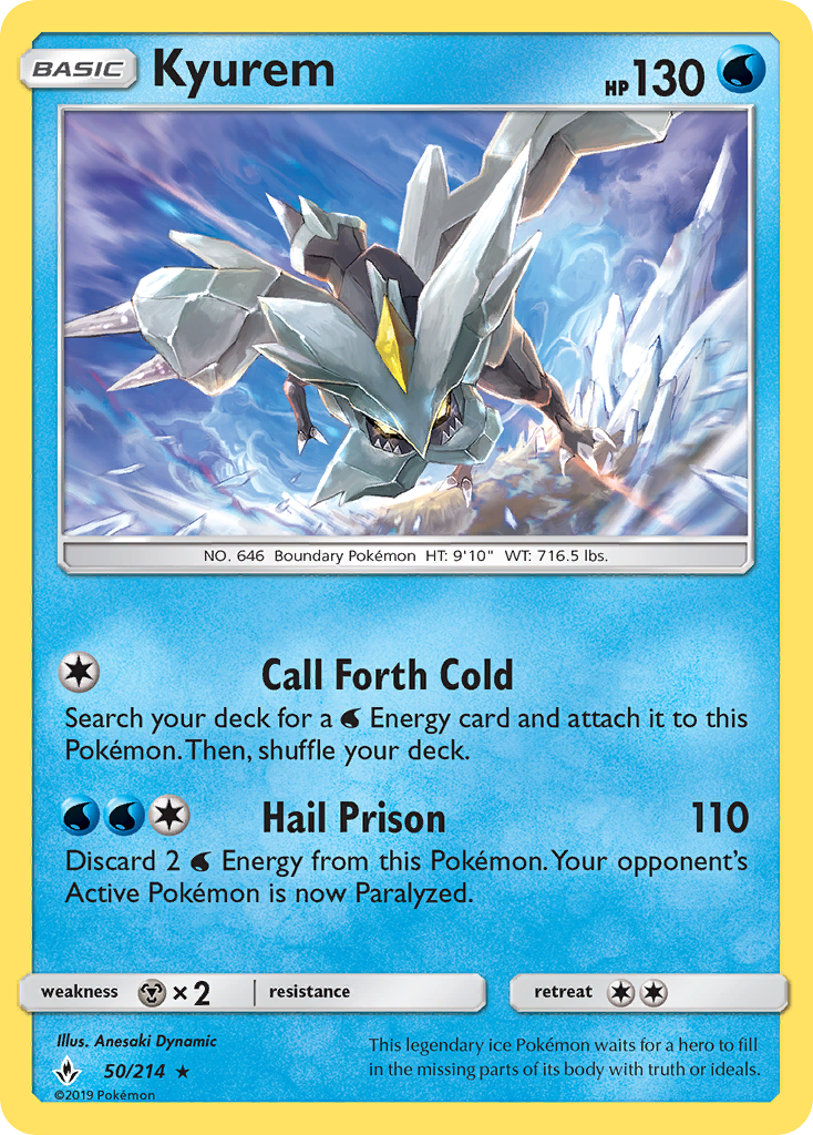 Kyurem sm10-50 Rare Holo from Unbroken Bonds Set
