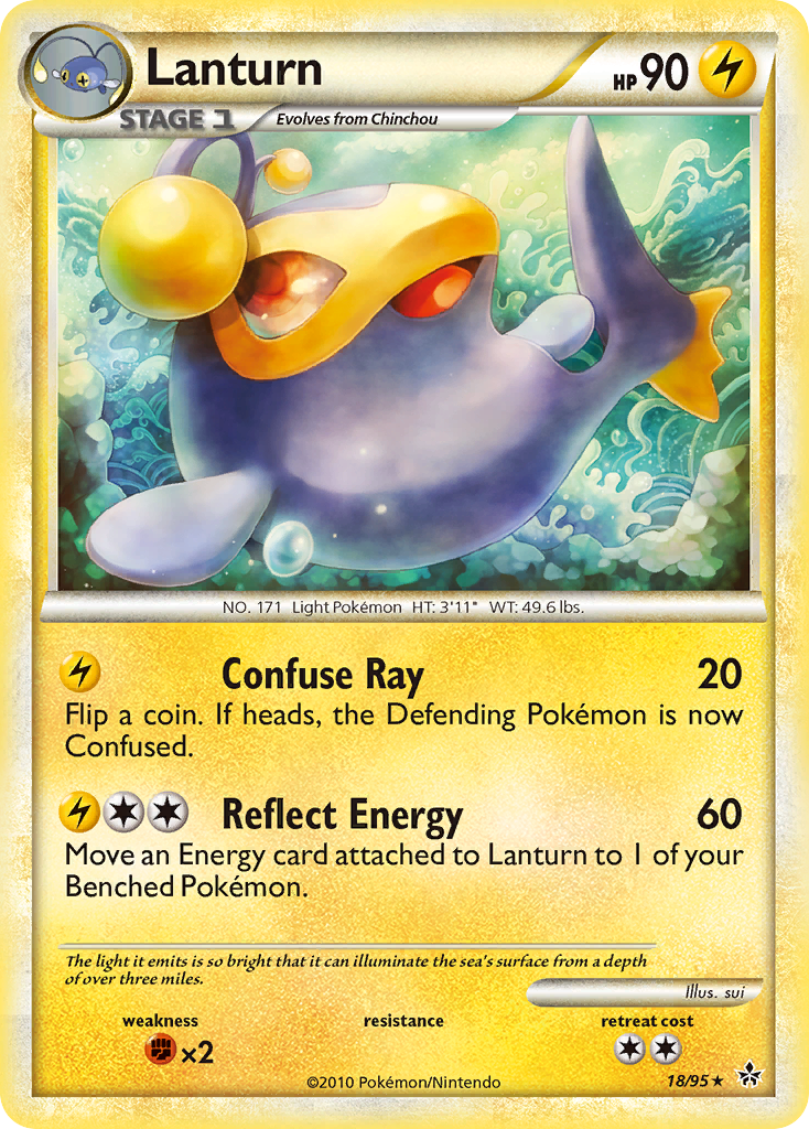 Lanturn hgss2-18 Rare from HS—Unleashed Set
