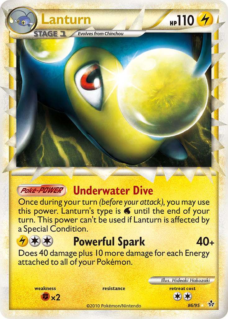 Lanturn hgss2-86 Rare Prime from HS—Unleashed Set