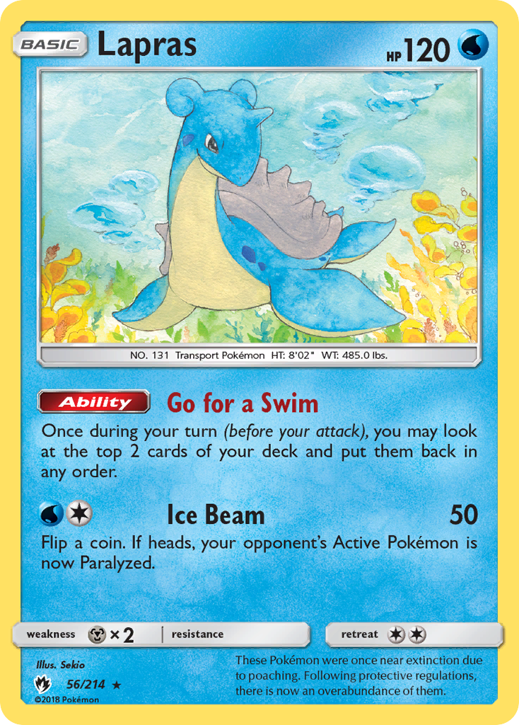 Lapras sm8-56 Rare from Lost Thunder Set