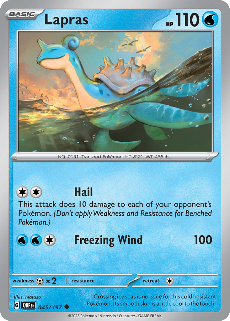 Lapras sv3-45 Uncommon from Obsidian Flames Set