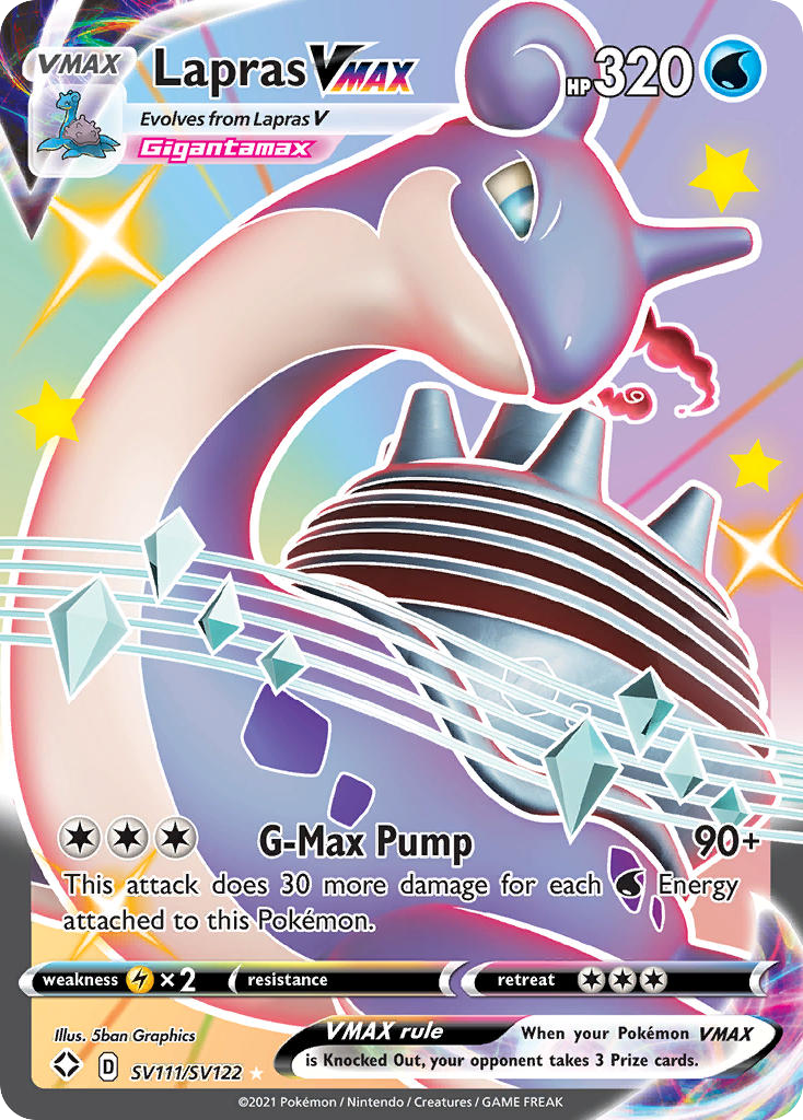 Lapras VMAX swsh45sv-SV111 Rare Holo VMAX from Shining Fates Shiny Vault Set