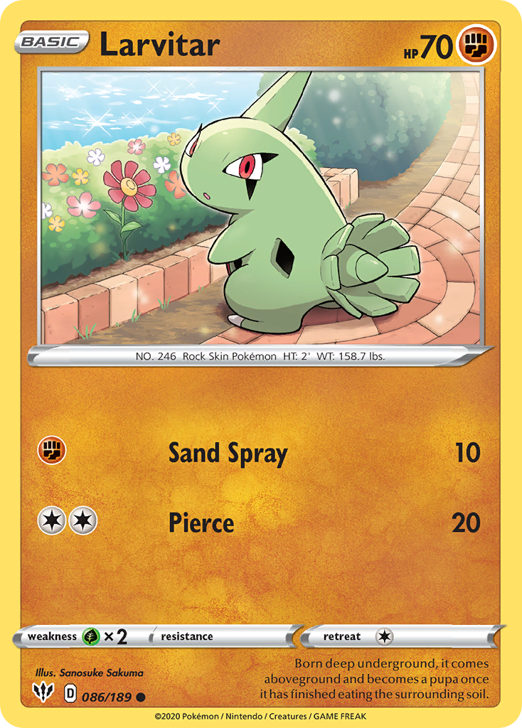 Larvitar swsh3-86 Common from Darkness Ablaze Set
