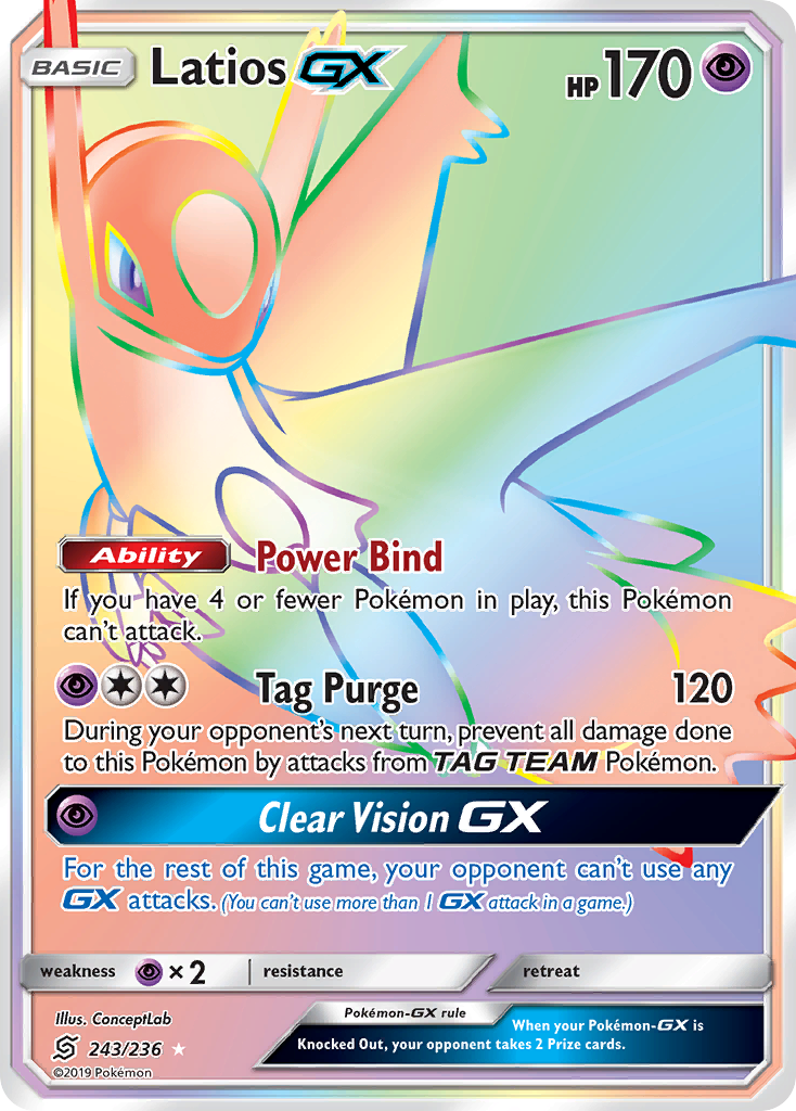 Latios-GX sm11-243 Rare Rainbow from Unified Minds Set