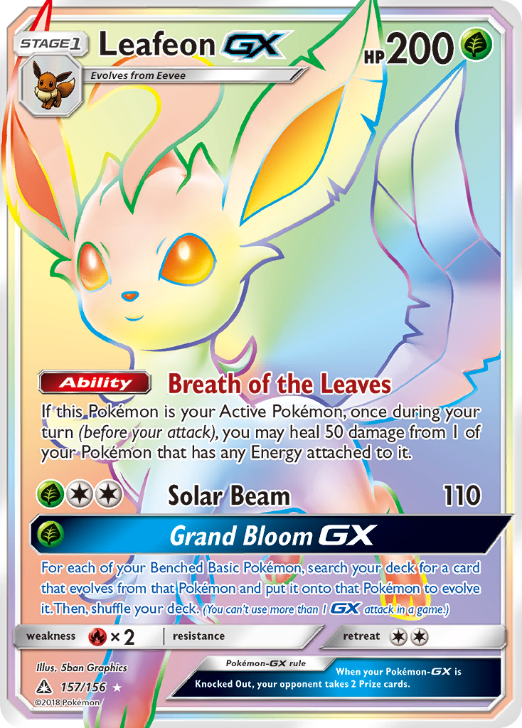 Leafeon-GX sm5-157 Rare Rainbow from Ultra Prism Set