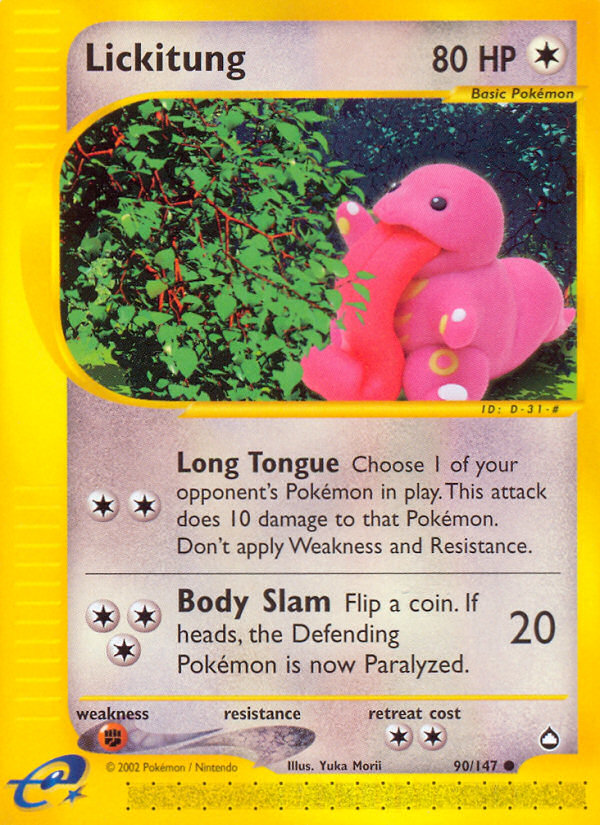 Lickitung ecard2-90 Common from Aquapolis Set