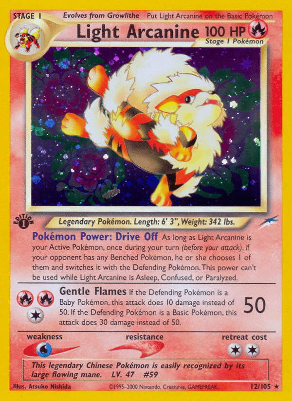 Light Arcanine neo4-12 Rare Holo from Neo Destiny Set