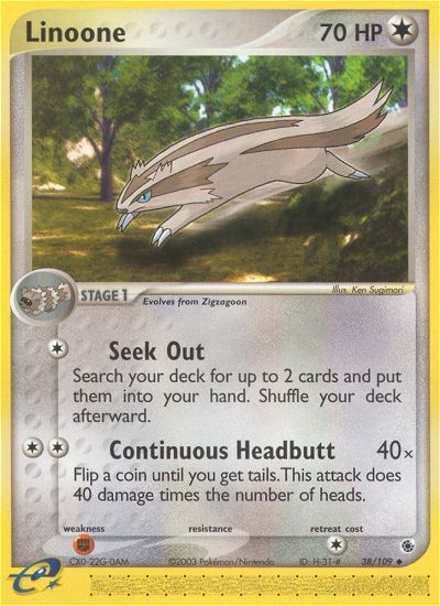 Linoone ex1-38 Uncommon from Ruby & Sapphire Set