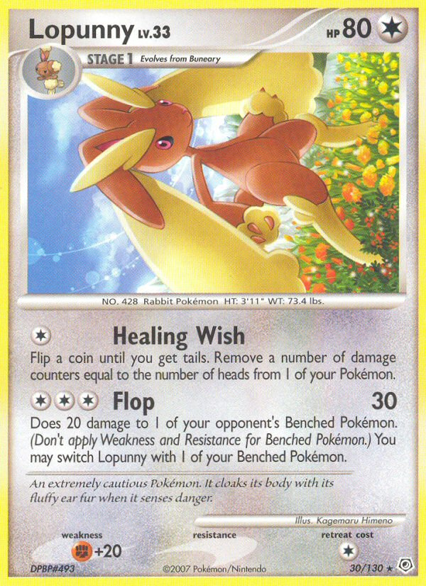 Lopunny dp1-30 Rare from Diamond & Pearl Set