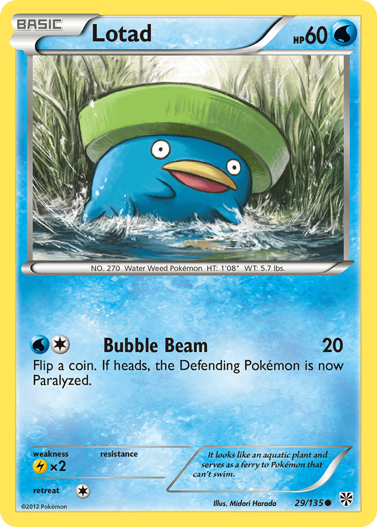 Lotad bw8-29 Common from Plasma Storm Set
