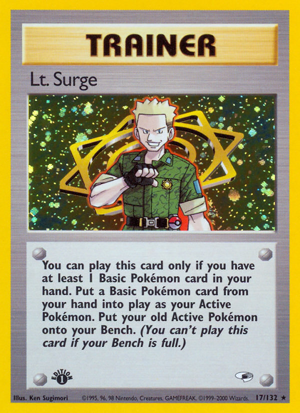 Lt. Surge gym1-17 Rare Holo from Gym Heroes Set