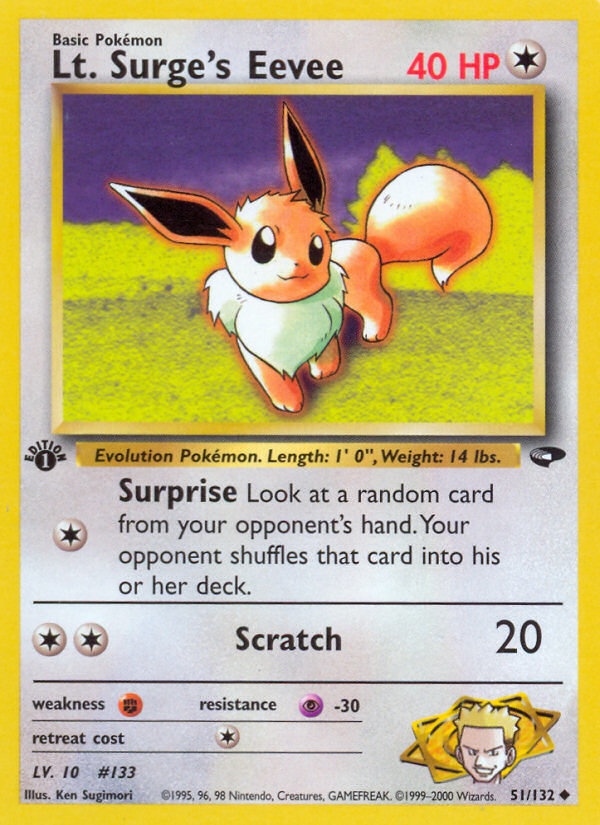 Lt. Surge’s Eevee gym2-51 Uncommon from Gym Challenge Set