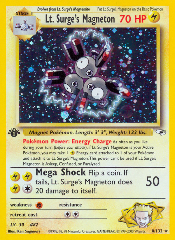 Lt. Surge’s Magneton gym1-8 Rare Holo from Gym Heroes Set