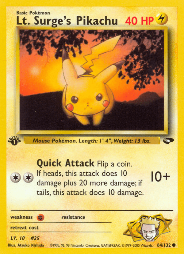 Lt. Surge’s Pikachu gym2-84 Common from Gym Challenge Set