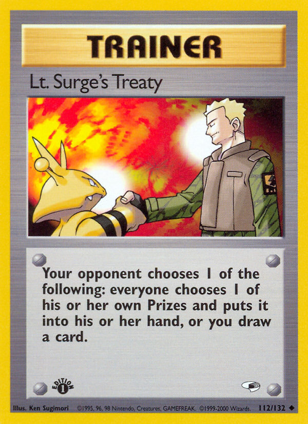 Lt. Surge’s Treaty gym1-112 Uncommon from Gym Heroes Set