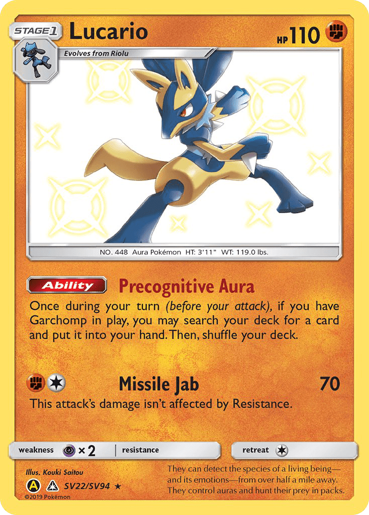 Lucario sma-SV22 Rare Shiny from Hidden Fates Shiny Vault Set