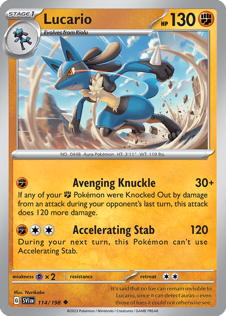 Lucario sv1-114 Uncommon from Scarlet & Violet Set