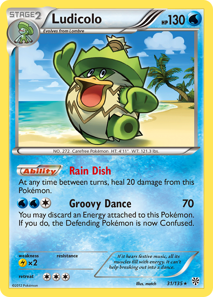 Ludicolo bw8-31 Rare from Plasma Storm Set