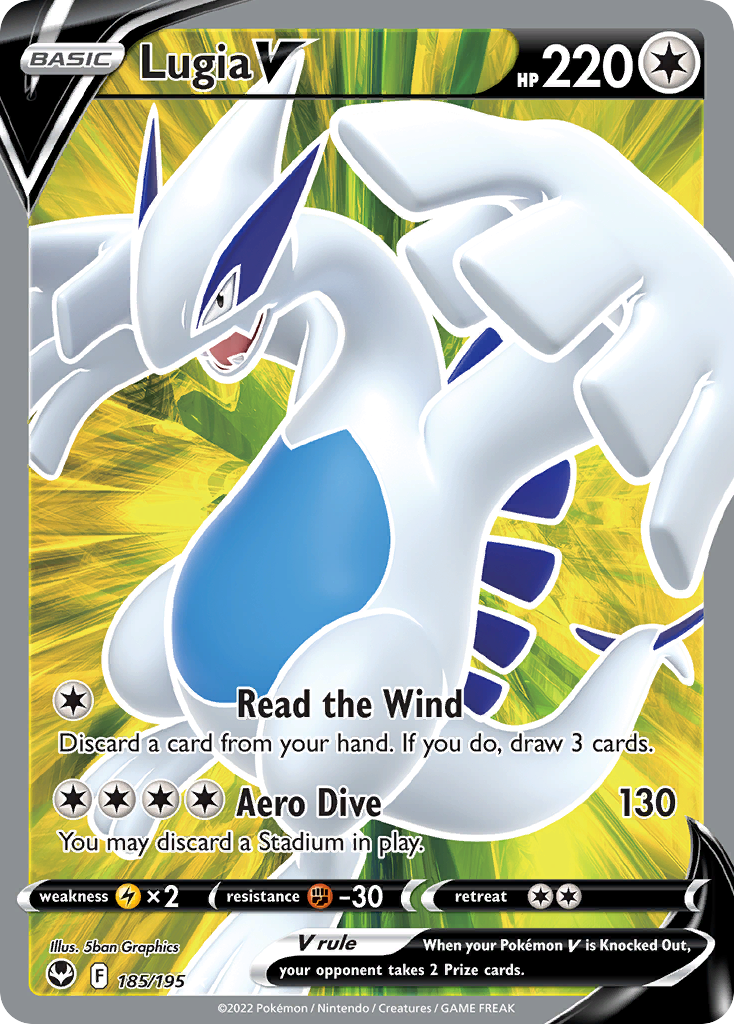 Lugia V swsh12-185 Rare Ultra from Silver Tempest Set