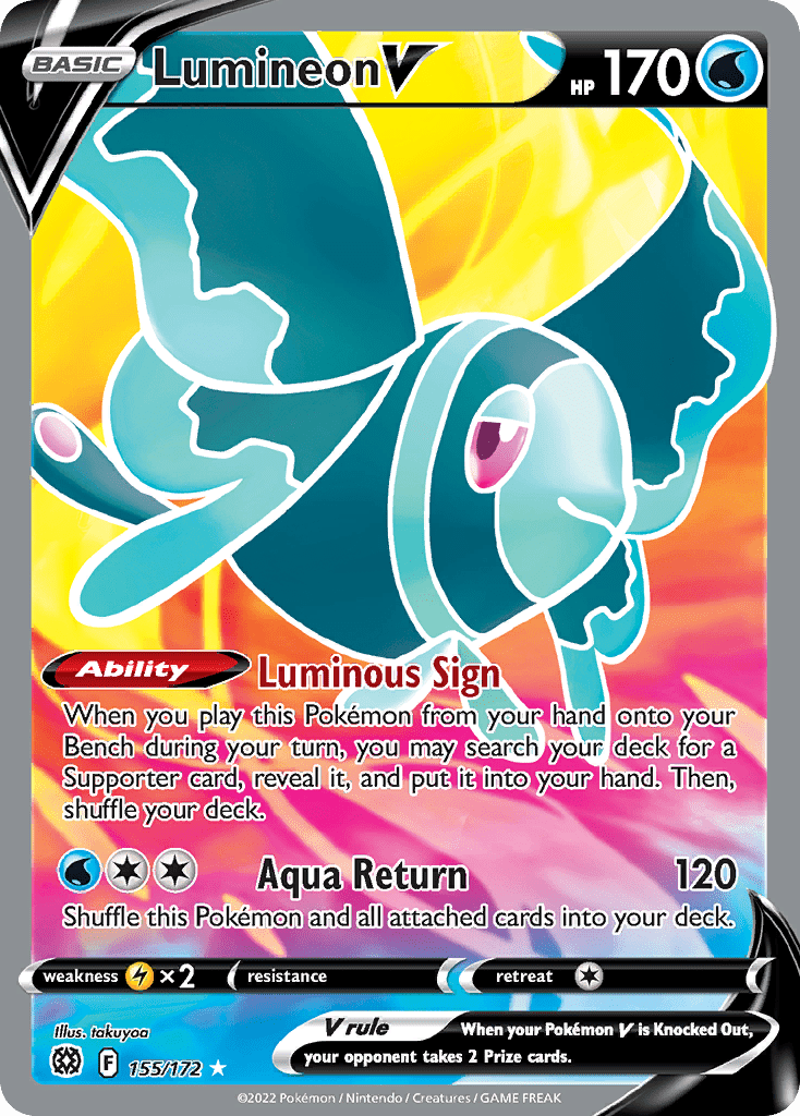 Lumineon V swsh9-155 Rare Ultra from Brilliant Stars Set