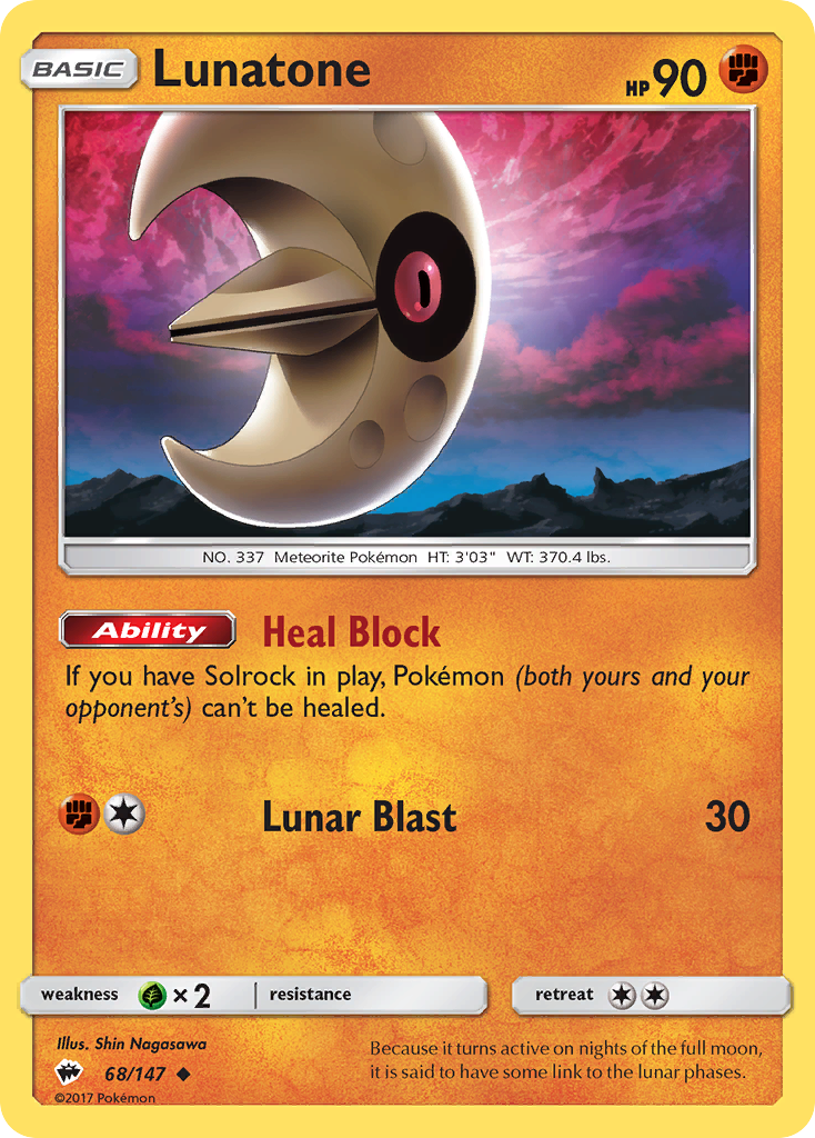Lunatone sm3-68 Uncommon from Burning Shadows Set