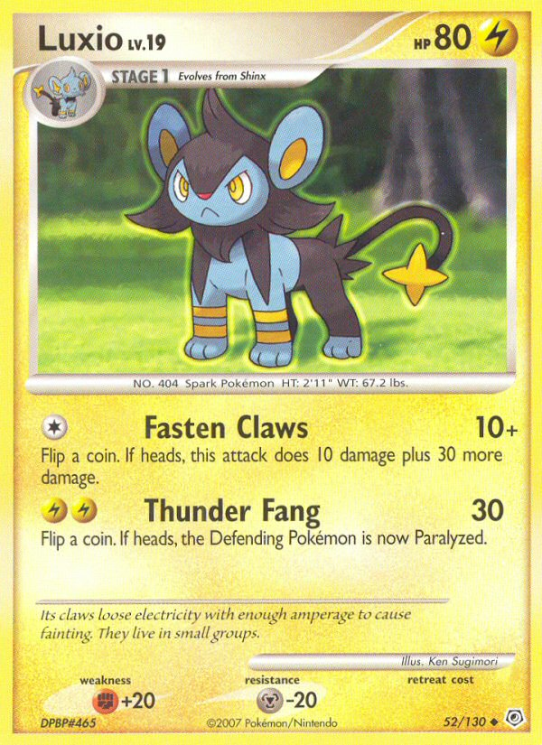 Luxio dp1-52 Uncommon from Diamond & Pearl Set