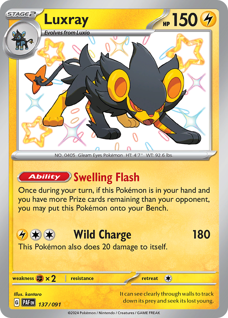 Luxray sv4pt5-137 Shiny Rare from Paldean Fates Set