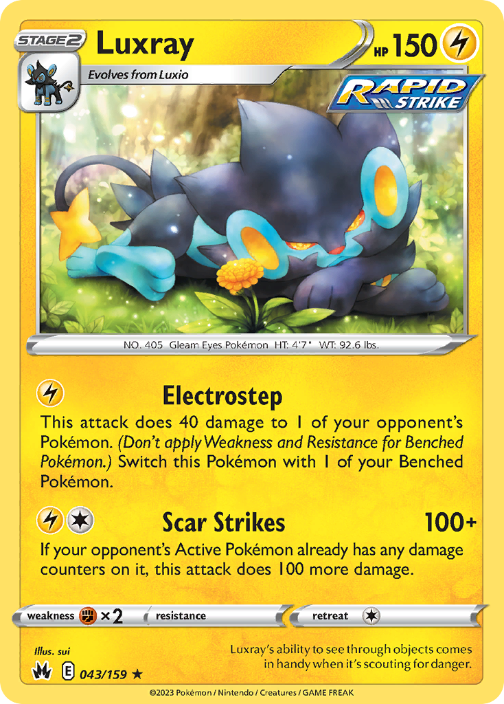 Luxray swsh12pt5-43 Rare from Crown Zenith Set