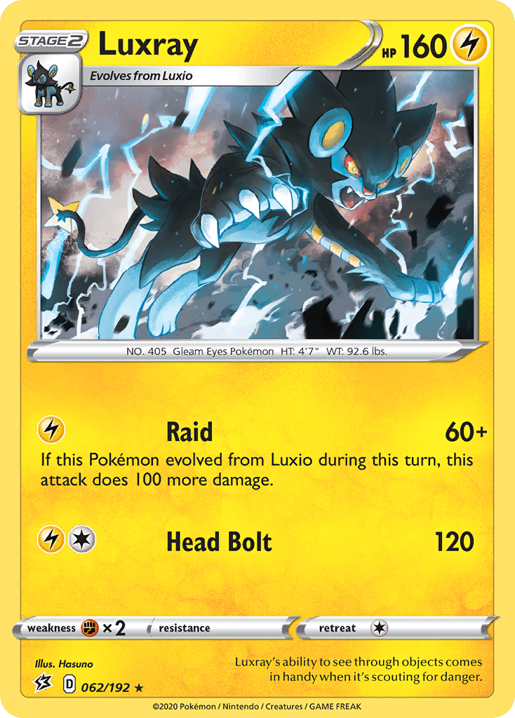 Luxray swsh2-62 Rare Holo from Rebel Clash Set