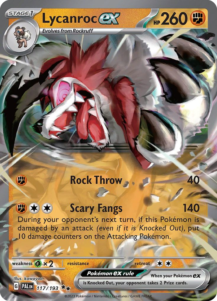 Lycanroc ex sv2-117 Double Rare from Paldea Evolved Set