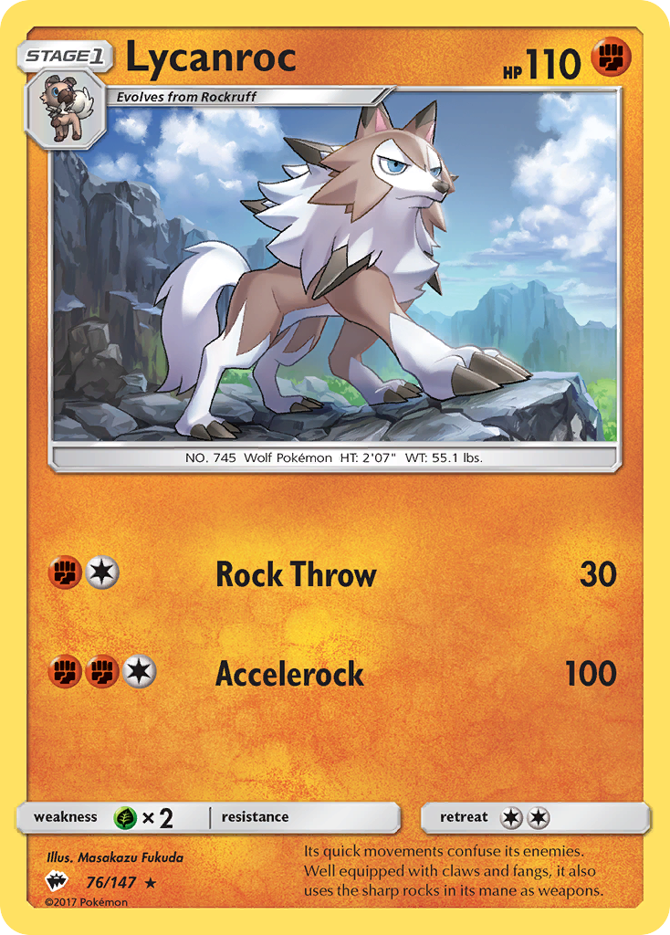 Lycanroc sm3-76 Rare from Burning Shadows Set