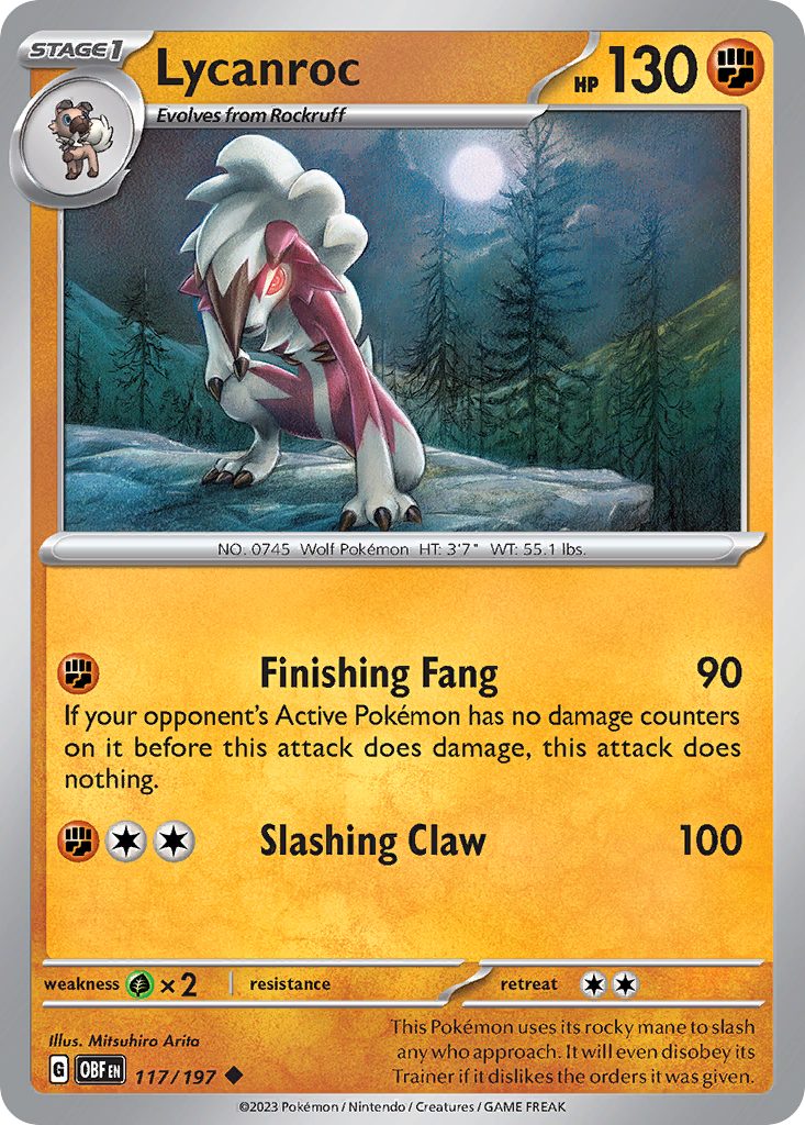 Lycanroc sv3-117 Uncommon from Obsidian Flames Set