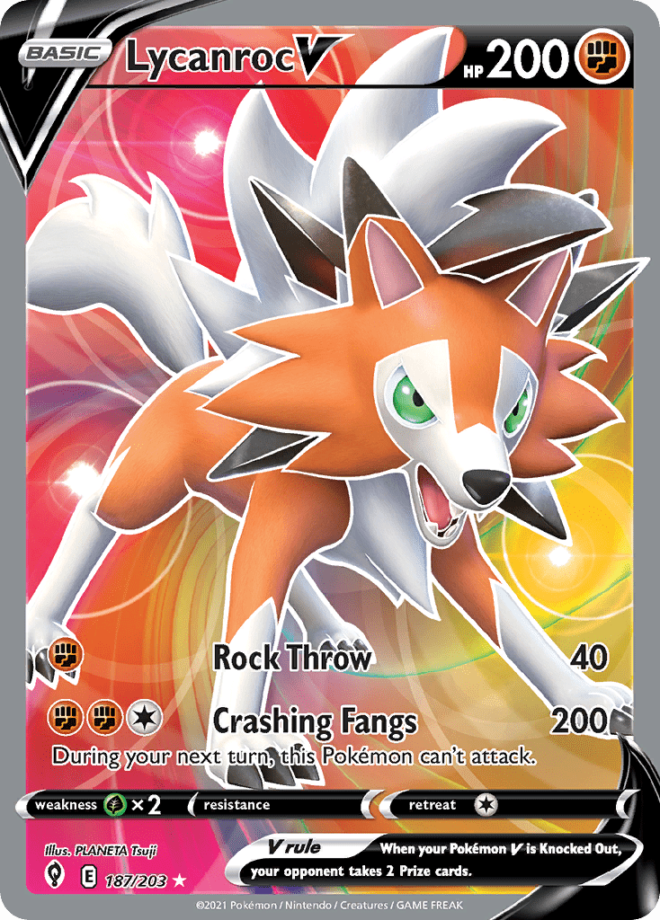 Lycanroc V swsh7-187 Rare Ultra from Evolving Skies Set