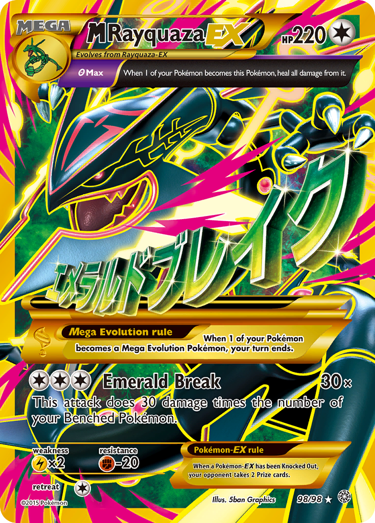 M Rayquaza-EX xy7-98 Rare Secret from Ancient Origins Set