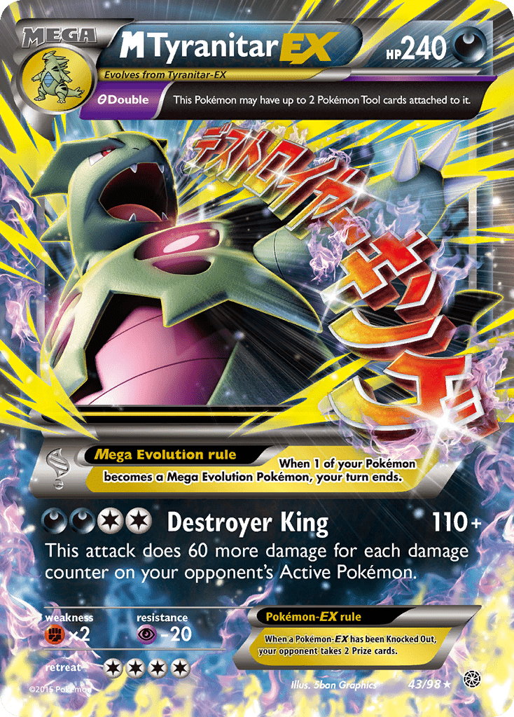 M Tyranitar-EX xy7-43 Rare Holo EX from Ancient Origins Set