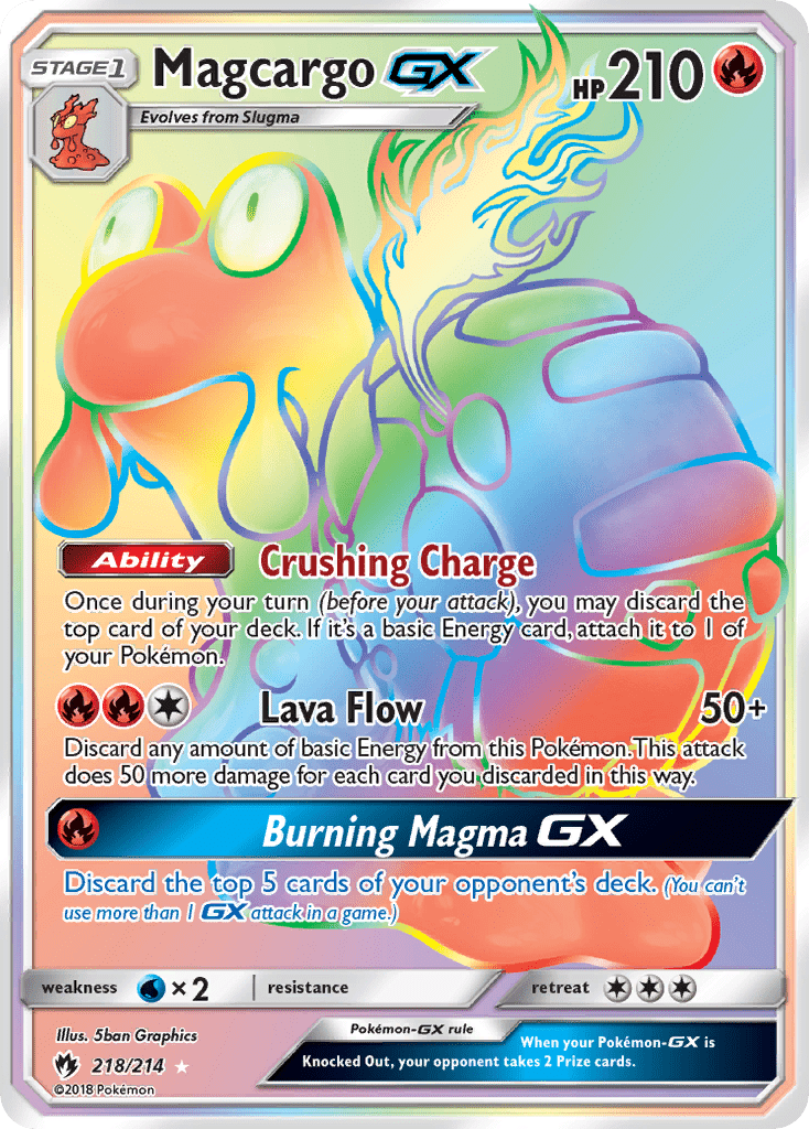Magcargo-GX sm8-218 Rare Rainbow from Lost Thunder Set