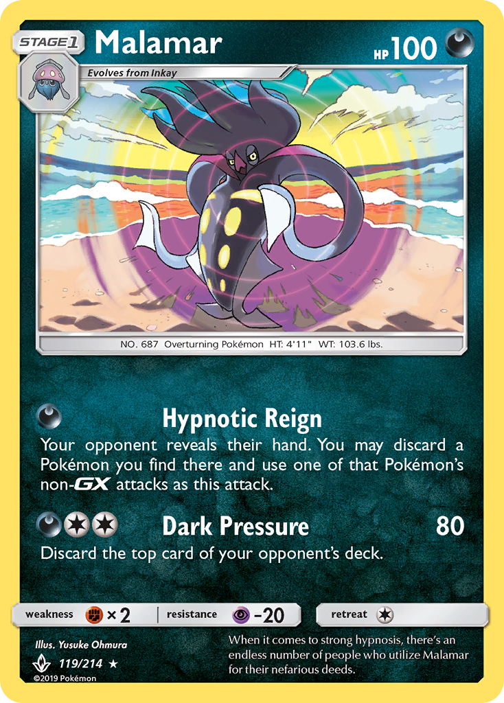 Malamar sm10-119 Rare Holo from Unbroken Bonds Set