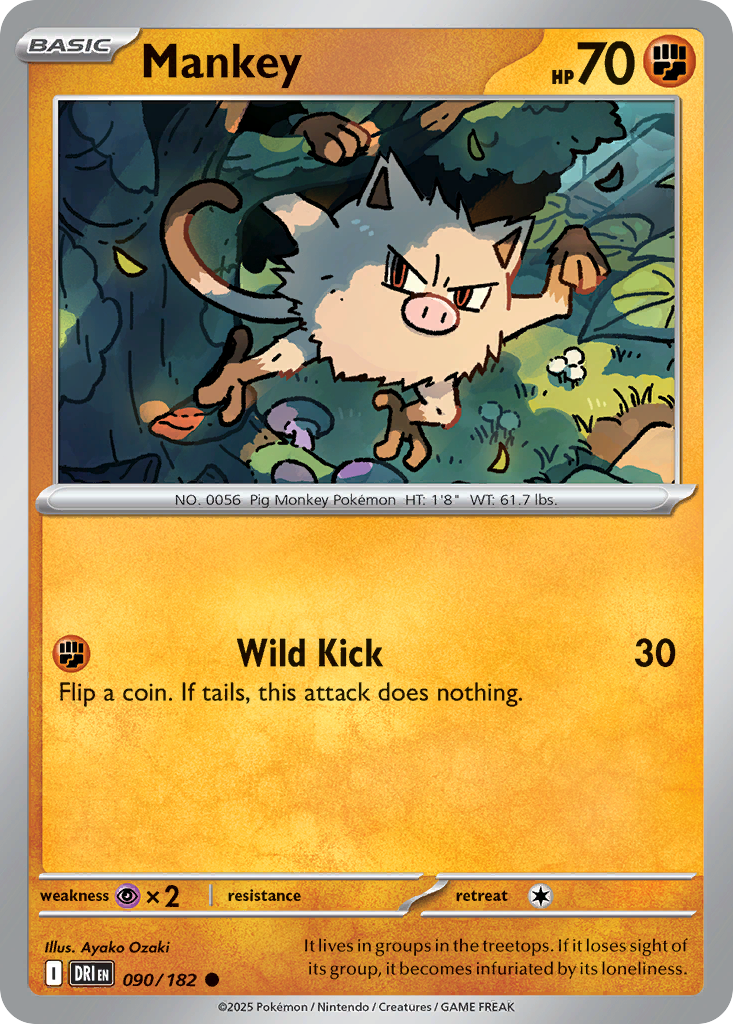 Mankey sv10-90 Common from Destined Rivals Set