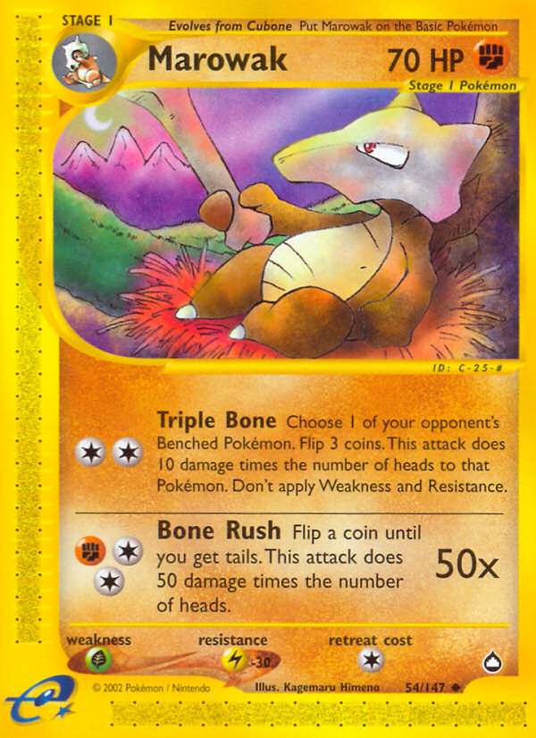 Marowak ecard2-54 Uncommon from Aquapolis Set